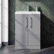[BFLE031] Balterley Level Compact Bathroom Cloakroom Vanity Basin Unit with Polymarble Basin, Chrome Handles, 600mm, Satin Grey - Silo