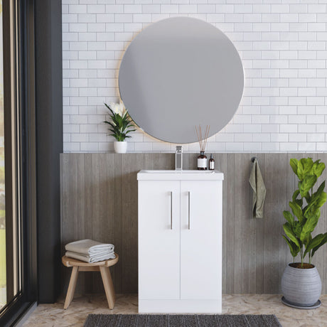 [BFLE101A] Contemporary Floor Standing Vanity Unit with Mid-Edge Basin, Choice of Size - Lifestyle 1