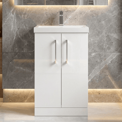 [BFLE101A] Contemporary Floor Standing Vanity Unit with Mid-Edge Basin, Choice of Size - Silo
