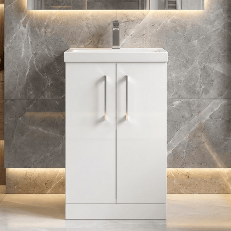 [BFLE101A] Contemporary Floor Standing Vanity Unit with Mid-Edge Basin, Choice of Size - Silo