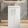 [BFLE101A] Contemporary Floor Standing Vanity Unit with Mid-Edge Basin, Choice of Size - Silo