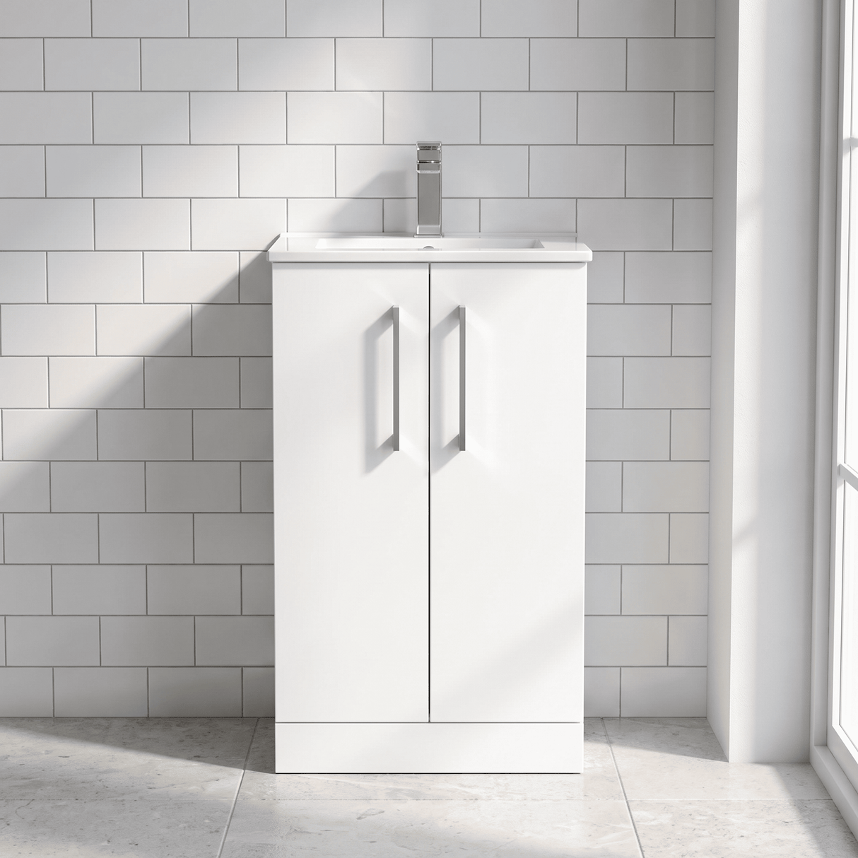 [BFLE101B] Bramshall Contemporary 2 Soft Close Doors Floor Standing Vanity Basin Unit, Choice of Size/Basin Type/Colour