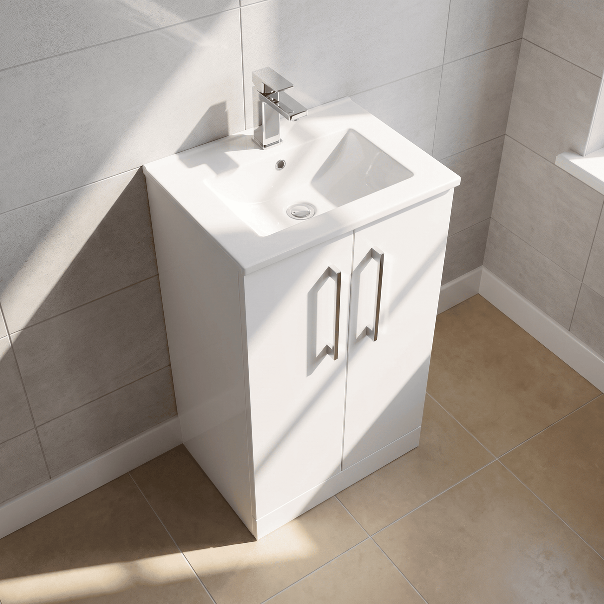 [BFLE101B] Bramshall Contemporary 2 Soft Close Doors Floor Standing Vanity Basin Unit, Choice of Size/Basin Type/Colour