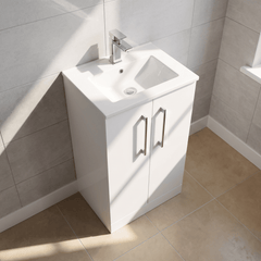 [BFLE101B] Bramshall Contemporary 2 Soft Close Doors Floor Standing Vanity Basin Unit, Choice of Size/Basin Type/Colour