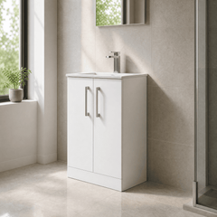 [BFLE101B] Bramshall Contemporary 2 Soft Close Doors Floor Standing Vanity Basin Unit, Choice of Size/Basin Type/Colour