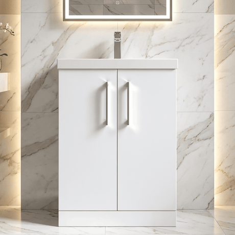 [BFLE103A] Contemporary Floor Standing Vanity Unit with Mid-Edge Basin, Choice of Size - Silo