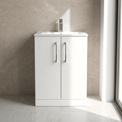 [BFLE103B] Bramshall Contemporary 2 Soft Close Doors Floor Standing Vanity Basin Unit, Choice of Size/Basin Type/Colour - Silo