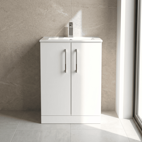 [BFLE103B] Bramshall Contemporary 2 Soft Close Doors Floor Standing Vanity Basin Unit, Choice of Size/Basin Type/Colour - Silo