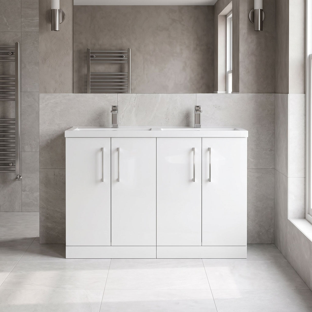 [BFLE103C2] Bramshall Floor Standing 4 Door Vanity Basin Unit - Choice of Colour and Basin Type - Lifestyle 1