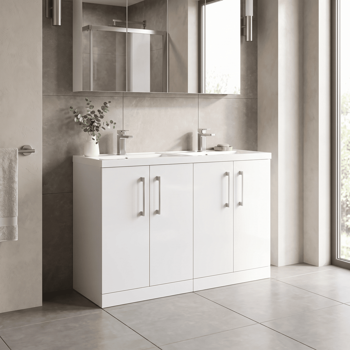 [BFLE103C2] Bramshall Floor Standing 4 Door Vanity Basin Unit - Choice of Colour and Basin Type - Lifestyle 3
