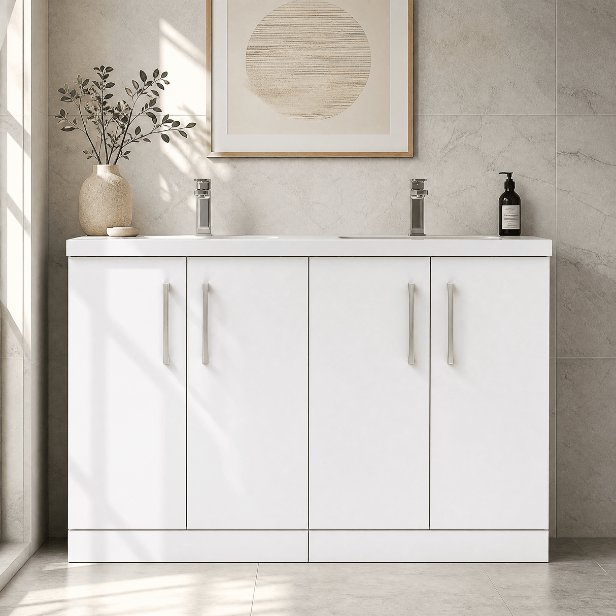 [BFLE103C2] Bramshall Floor Standing 4 Door Vanity Basin Unit - Choice of Colour and Basin Type - Silo