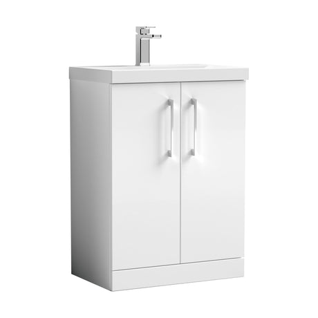[BFLE103D] Balterley  Bathroom Floor Standing 2-Door Vanity Unit & Thin-Edge Basin, Gloss White, 600mm - Cutout