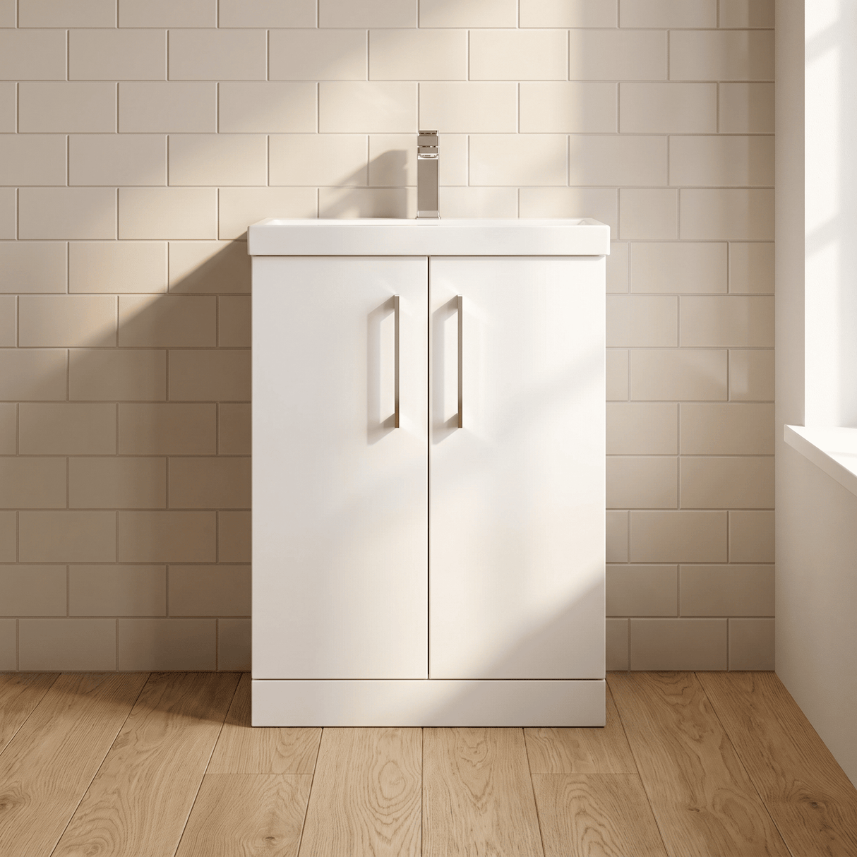 [BFLE103D] Bramshall Contemporary 2 Soft Close Doors Floor Standing Vanity Basin Unit, Choice of Size/Basin Type/Colour - Silo