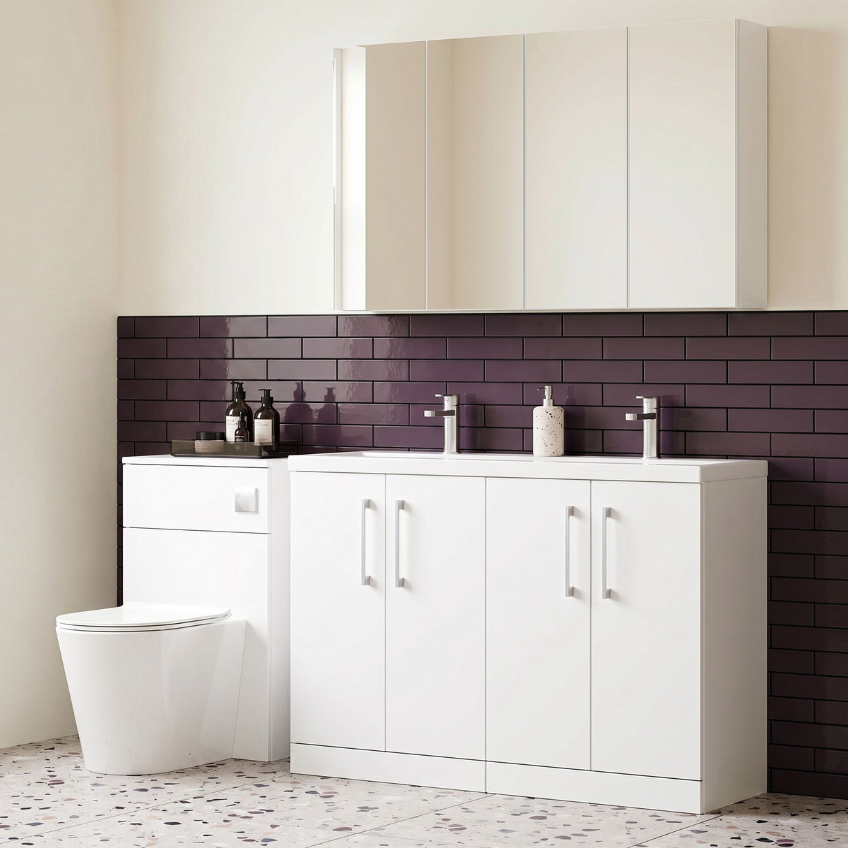 [BFLE103F2] Bramshall Floor Standing 4 Door Vanity Basin Unit - Choice of Colour and Basin Type - Lifestyle 2