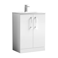 [BFLE103G] Balterley  Contemporary Bathroom 2-Door Floor-Standing Curved Basin Vanity Unit, Gloss White, 600mm - Cutout