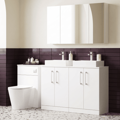 [BFLE103W2] Balterley Level Modern Bathroom 4 Soft Close Door Floor Standing Vanity with Worktop, Rigid & Durable, Gloss White, 1205 mm - Lifestyle 2