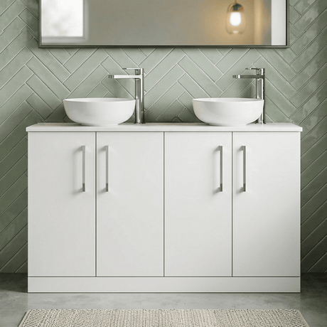 [BFLE103W2] Balterley Level Modern Bathroom 4 Soft Close Door Floor Standing Vanity with Worktop, Rigid & Durable, Gloss White, 1205 mm - Silo