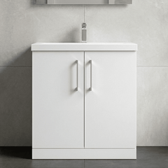 [BFLE105A] Contemporary Floor Standing Vanity Unit with Mid-Edge Basin, Choice of Size - Silo