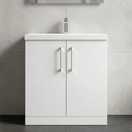 [BFLE105A] Contemporary Floor Standing Vanity Unit with Mid-Edge Basin, Choice of Size - Silo