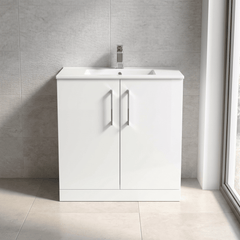 [BFLE105B] Bramshall Contemporary 2 Soft Close Doors Floor Standing Vanity Basin Unit, Choice of Size/Basin Type/Colour - Silo