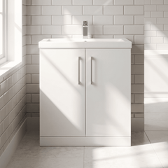[BFLE105D] Bramshall Contemporary 2 Soft Close Doors Floor Standing Vanity Basin Unit, Choice of Size/Basin Type/Colour - Silo
