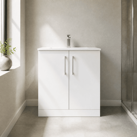 [BFLE105G] Bramshall Contemporary 2 Soft Close Doors Floor Standing Vanity Basin Unit, Choice of Size/Basin Type/Colour - Silo
