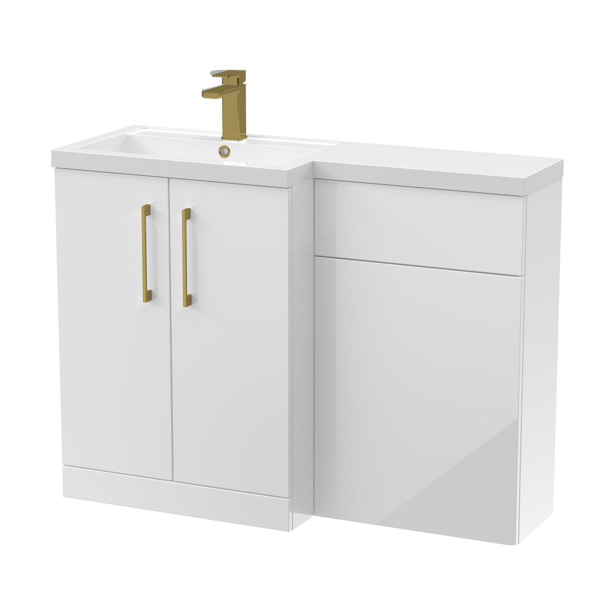 [BFLE111LH017] Bramshall Combination Vanity Unit with Basin & WC, Left Hand, 1100mm x 390mm - Choice of Colour and Handle Finish - Cutout