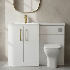 [BFLE111LH017] Bramshall Combination Vanity Unit with Basin & WC, Left Hand, 1100mm x 390mm - Choice of Colour and Handle Finish - Silo
