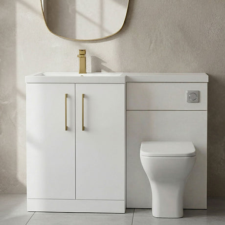 [BFLE111LH017] Bramshall Combination Vanity Unit with Basin & WC, Left Hand, 1100mm x 390mm - Choice of Colour and Handle Finish - Silo