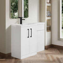 [BFLE111LH018] Bramshall Combination Vanity Unit with Basin & WC, Left Hand, 1100mm x 390mm - Choice of Colour and Handle Finish - Lifestyle 3