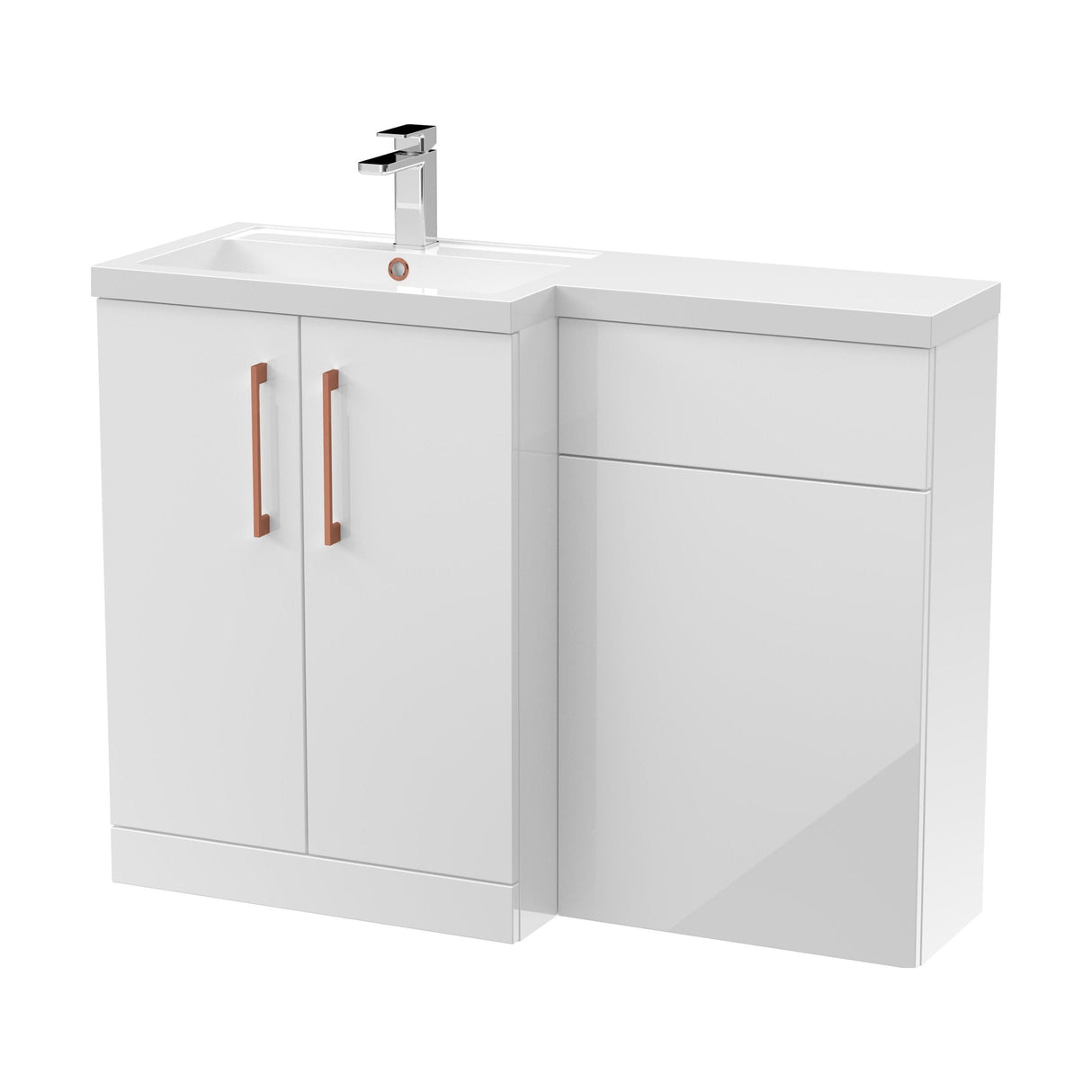 [BFLE111LH019] Bramshall Combination Vanity Unit with Basin & WC, Left Hand, 1100mm x 390mm - Choice of Colour and Handle Finish - Cutout