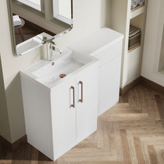[BFLE111LH019] Bramshall Combination Vanity Unit with Basin & WC, Left Hand, 1100mm x 390mm - Choice of Colour and Handle Finish - Lifestyle 2