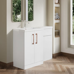 [BFLE111LH019] Bramshall Combination Vanity Unit with Basin & WC, Left Hand, 1100mm x 390mm - Choice of Colour and Handle Finish - Lifestyle 3
