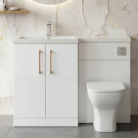 [BFLE111LH019] Bramshall Combination Vanity Unit with Basin & WC, Left Hand, 1100mm x 390mm - Choice of Colour and Handle Finish - Silo