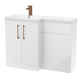 Bathroom Vanity Unit with Basin & WC Unit, Left Hand, 1100mm x 390mm - Choice of Colour
