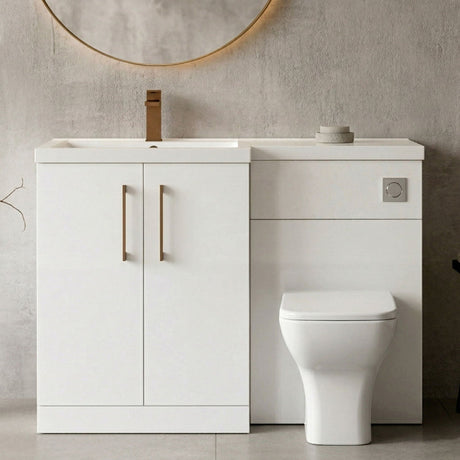 [BFLE111LH1516] Bramshall Combination Vanity Unit with Basin & WC, Left Hand, 1100mm x 390mm - Choice of Colour and Handle Finish - Silo