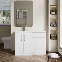 [BFLE111LH716] Bramshall Combination Vanity Unit with Basin & WC, Left Hand, 1100mm x 390mm - Choice of Colour and Handle Finish - Lifestyle 1