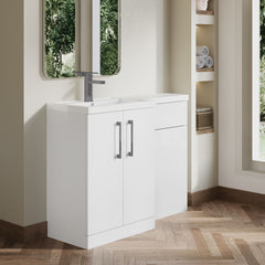 [BFLE111LH716] Bramshall Combination Vanity Unit with Basin & WC, Left Hand, 1100mm x 390mm - Choice of Colour and Handle Finish - Lifestyle 3