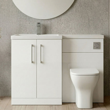 [BFLE111LH716] Bramshall Combination Vanity Unit with Basin & WC, Left Hand, 1100mm x 390mm - Choice of Colour and Handle Finish - Silo
