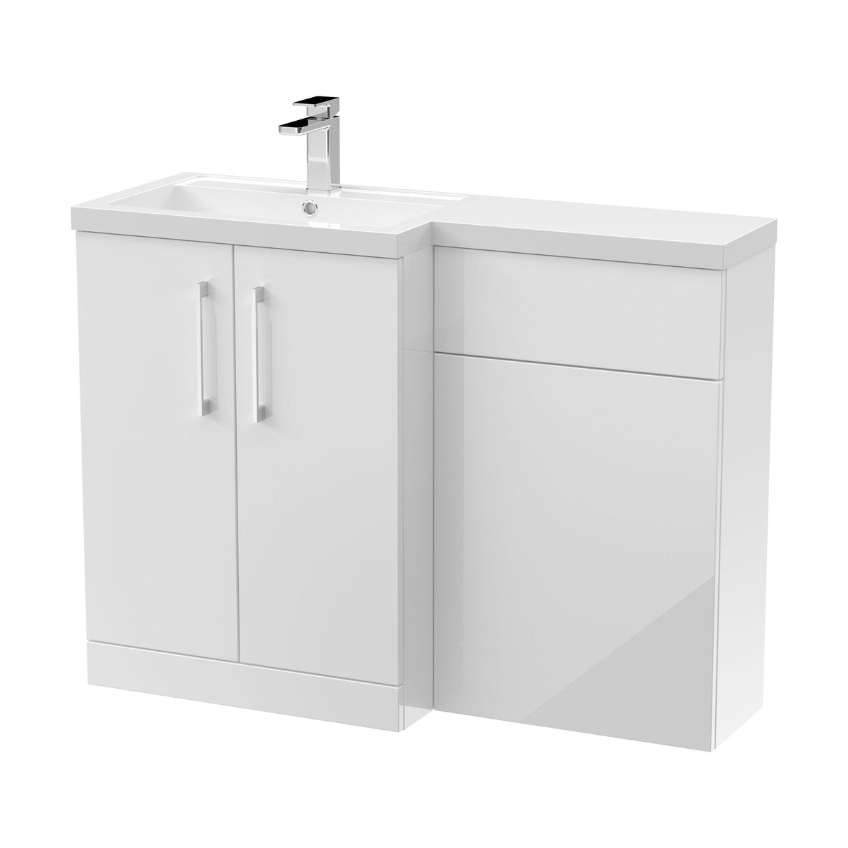 [BFLE111L] Bramshall Combination Vanity Unit with Basin & WC, Left Hand, 1100mm x 390mm - Choice of Colour and Handle Finish - Cutout