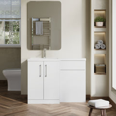 [BFLE111L] Bramshall Combination Vanity Unit with Basin & WC, Left Hand, 1100mm x 390mm - Choice of Colour and Handle Finish - Lifestyle 1