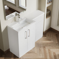[BFLE111L] Bramshall Combination Vanity Unit with Basin & WC, Left Hand, 1100mm x 390mm - Choice of Colour and Handle Finish - Lifestyle 2