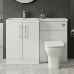 [BFLE111L] Bramshall Combination Vanity Unit with Basin & WC, Left Hand, 1100mm x 390mm - Choice of Colour and Handle Finish - Silo