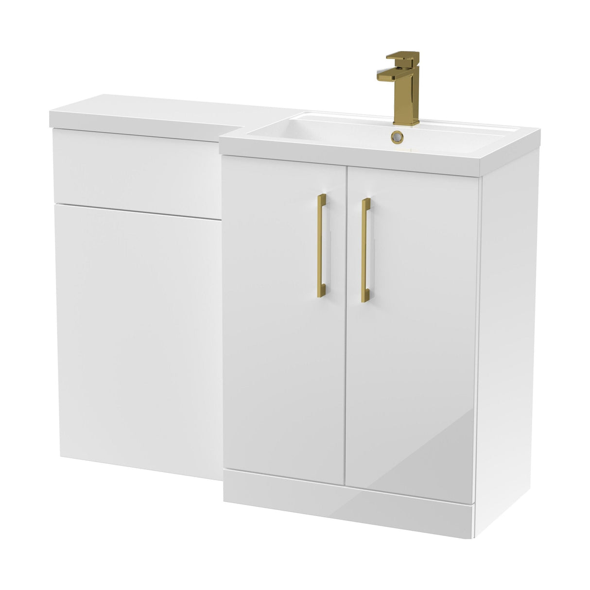 [BFLE111RH017] Bramshall Combination Vanity Unit with Basin & WC, Right Hand, 1100mm x 390mm - Choice of Colour and Handle Finish - Cutout