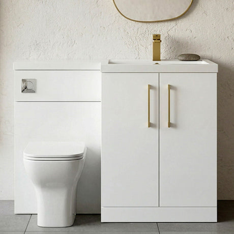 [BFLE111RH017] Bramshall Combination Vanity Unit with Basin & WC, Right Hand, 1100mm x 390mm - Choice of Colour and Handle Finish - Silo