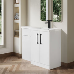 [BFLE111RH018] Bramshall Combination Vanity Unit with Basin & WC, Right Hand, 1100mm x 390mm - Choice of Colour and Handle Finish - Lifestyle 3
