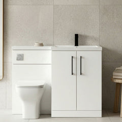 [BFLE111RH018] Bramshall Combination Vanity Unit with Basin & WC, Right Hand, 1100mm x 390mm - Choice of Colour and Handle Finish - Silo