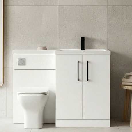 [BFLE111RH018] Bramshall Combination Vanity Unit with Basin & WC, Right Hand, 1100mm x 390mm - Choice of Colour and Handle Finish - Silo