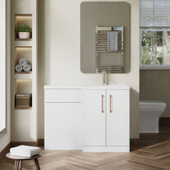 [BFLE111RH019] Bramshall Combination Vanity Unit with Basin & WC, Right Hand, 1100mm x 390mm - Choice of Colour and Handle Finish - Lifestyle 1