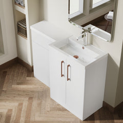 [BFLE111RH019] Bramshall Combination Vanity Unit with Basin & WC, Right Hand, 1100mm x 390mm - Choice of Colour and Handle Finish - Lifestyle 2